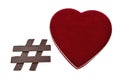 Chocolate Hashtag Symbol with Heart Shaped Box
